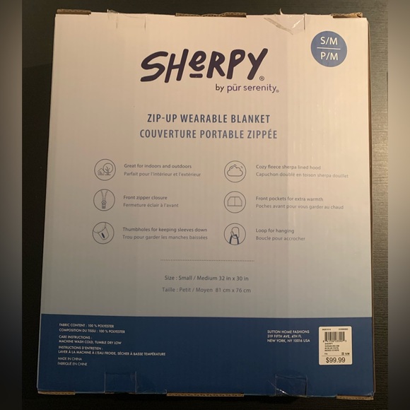 Sherpy by pür serenity zip-up wearable blanket (S/M) - Picture 4 of 4
